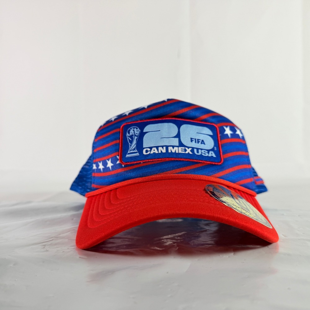 FIFA World Cup 2026 Mens Trucker Hat Red Blue Size OSFM Snapback NWT